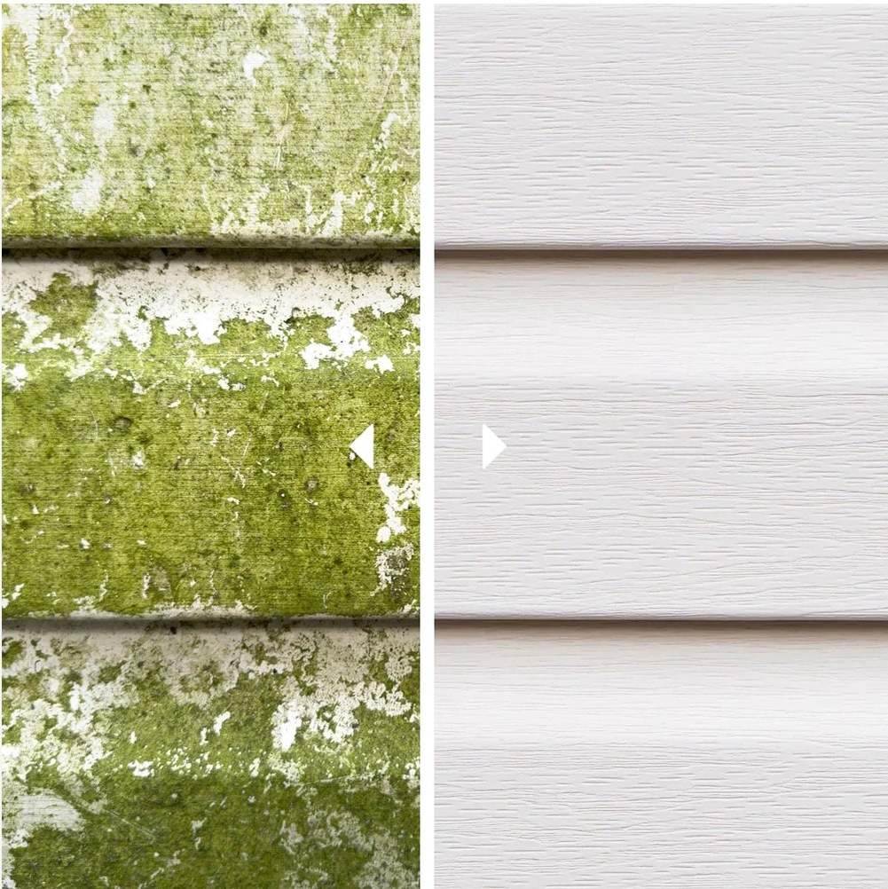 Before and after siding cleaning soft washing