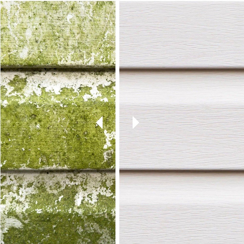 Before and after siding cleaning soft washing